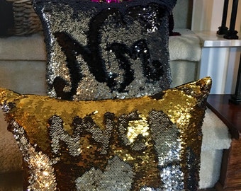 cat sequin pillow