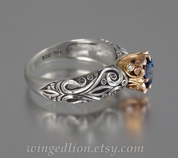 BEATRICE engagement ring in silver and 14K gold with