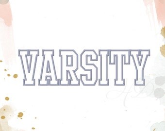 1" inch Varsity Satin Stitch outline Font Machine Embroidery Pattern Instant Download BX PES