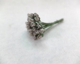 25 4mm mulberry dark grey rose buds - tiny flowers - grey paper flowers