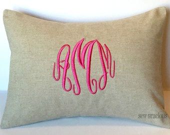 Graduation Gift Class of 2017. Monogram Pillow Cover Dorm Decor. Personalized Gift. Decorative Throw Pillow 12 x 16. Roommate Gift.