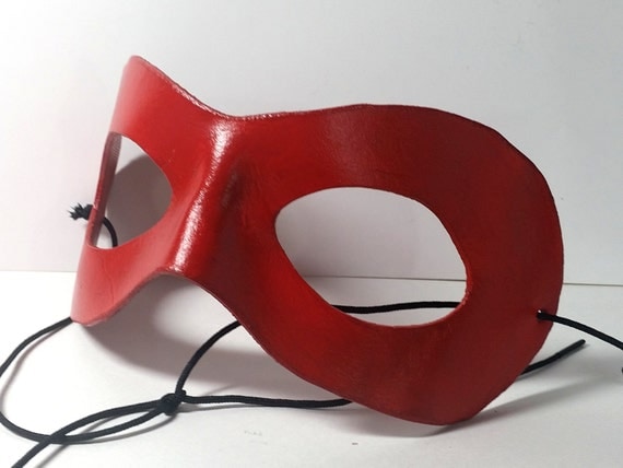 Items similar to Large Red Domino Mask - Round Edged Molded Leather ...