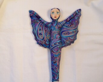 Sale Jewel Tones FAIRY Fantasy cloth art doll form w/face cab 11 in. tall You finish her Bead Decorate Metallic