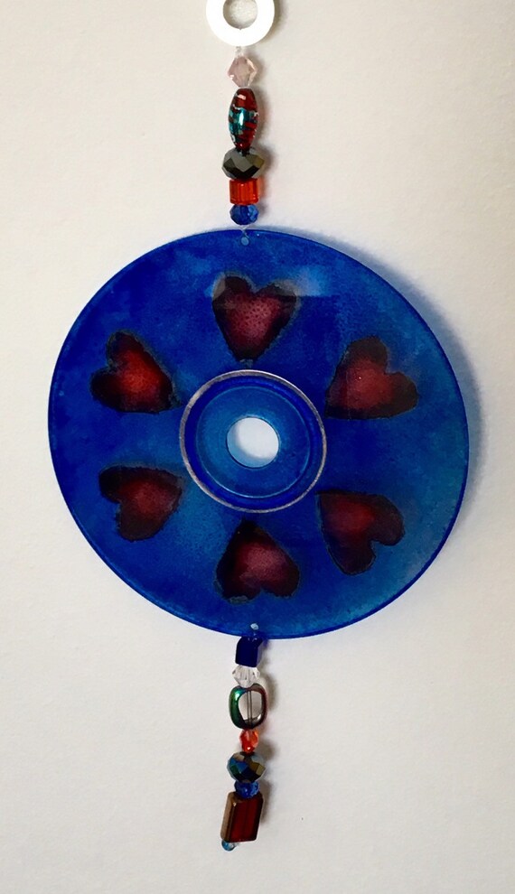 Suncatcher on a Recycled CD Hand Painted with an Original