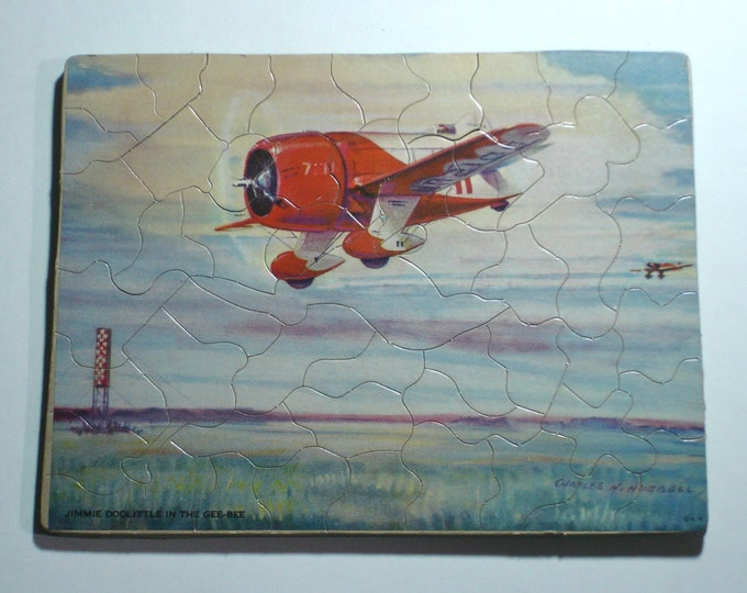 Vintage 1941 Picture Puzzles of Famous Planes 3 Large-Piece Children's Puzzles