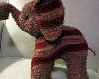 Elephant stuffed animal made from Vintage Chenille bedspread