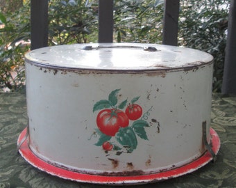 Vintage Tin Cake Carrier - Maid of Honor - Rustic Country Decor