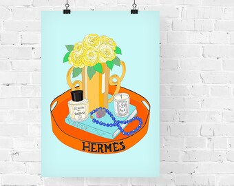 Hermes Tray Fashion Illustration Art Print