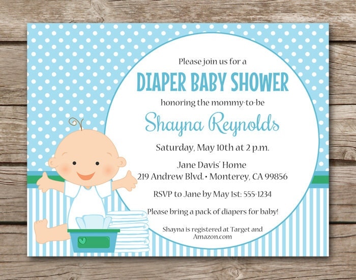 Diaper Baby Shower Invitation Diaper Shower Invitation Boy