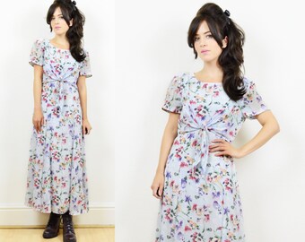 90s boho dress, floral midi dress, floral grunge dress, summer dress, hippie floral dress, boho floral dress, rayon dress, flowy dress