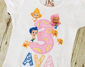 Bubble Guppies birthday shirt with name for boy or girl