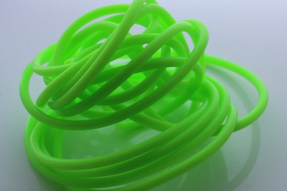 Rubber cord 4mm Neon Green hollow tubing 3 feet