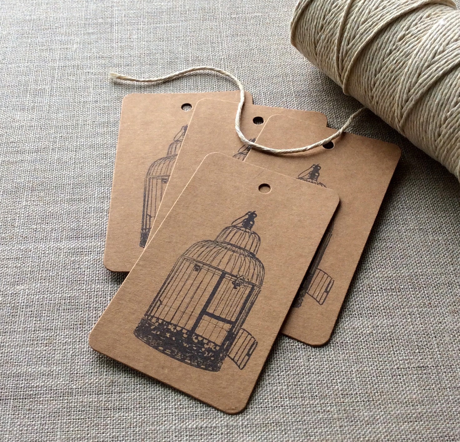 20 Birdcage gift tags kraft bird cage gift tags bird cage