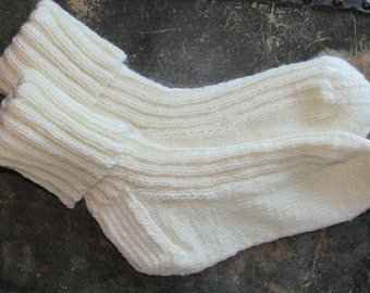 Socks Hand Knit. Pink Gray White wool. Womens'