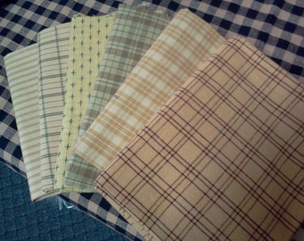 Yellow Cotton Homespun Quilt Fabric Fat Quarter Bundle