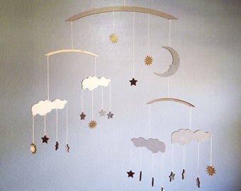 Twinkle, Twinkle Little Star Mobile - Cloud Mobile with Celestial Moon & Stars - Baby Mobile - Nursery Decor - Nuage Mobile