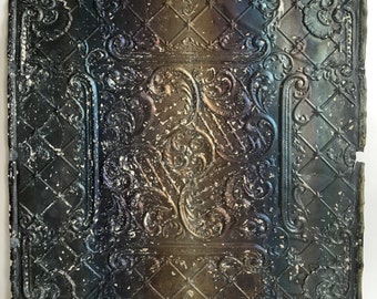 24"x 24" Antique 1890's Ceiling Tin Bare Metal Embossed Reclaimed 262-16