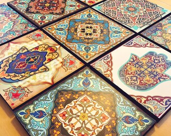 Spanish Wall Decor hamsa hand moroccan wall art set wall blocks 8x8 set of 12 Spanish Wall Decor hamsa hand moroccan wall art set wall blocks 8x8 set of 12