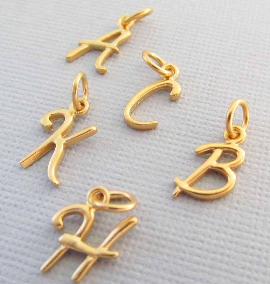 Gold Initial Charm Gold Letter Charms Cursive Letter Charms