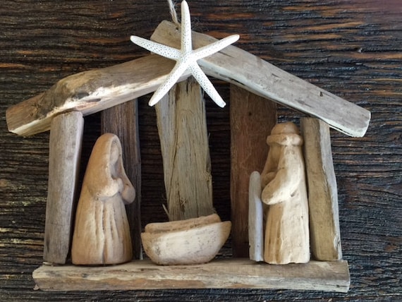 ORIGINAL OBX driftwood tree ornament wood nativity order by