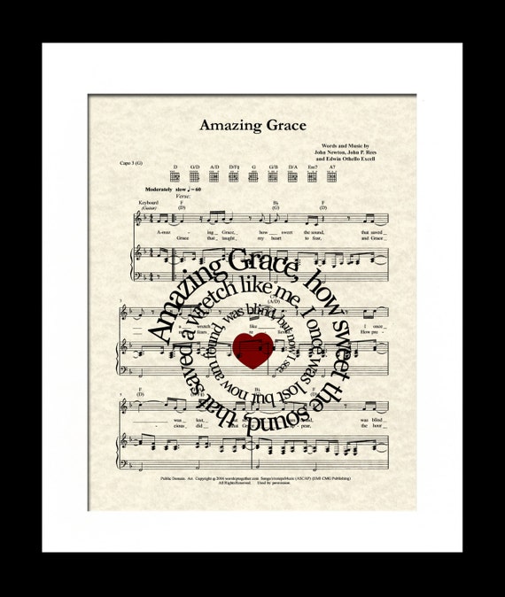 music lyrics grace amazing song and Art Grace Amazing Inspirational Music Art Sheet Lyric Song Print,