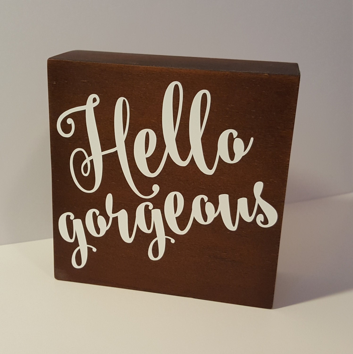 Hello small wood box sign by FairyDustDecals on Etsy