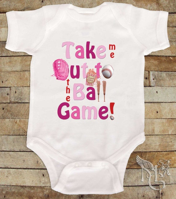 Baby Girl Baseball Bodysuit Take me out to the Ball Game Girl