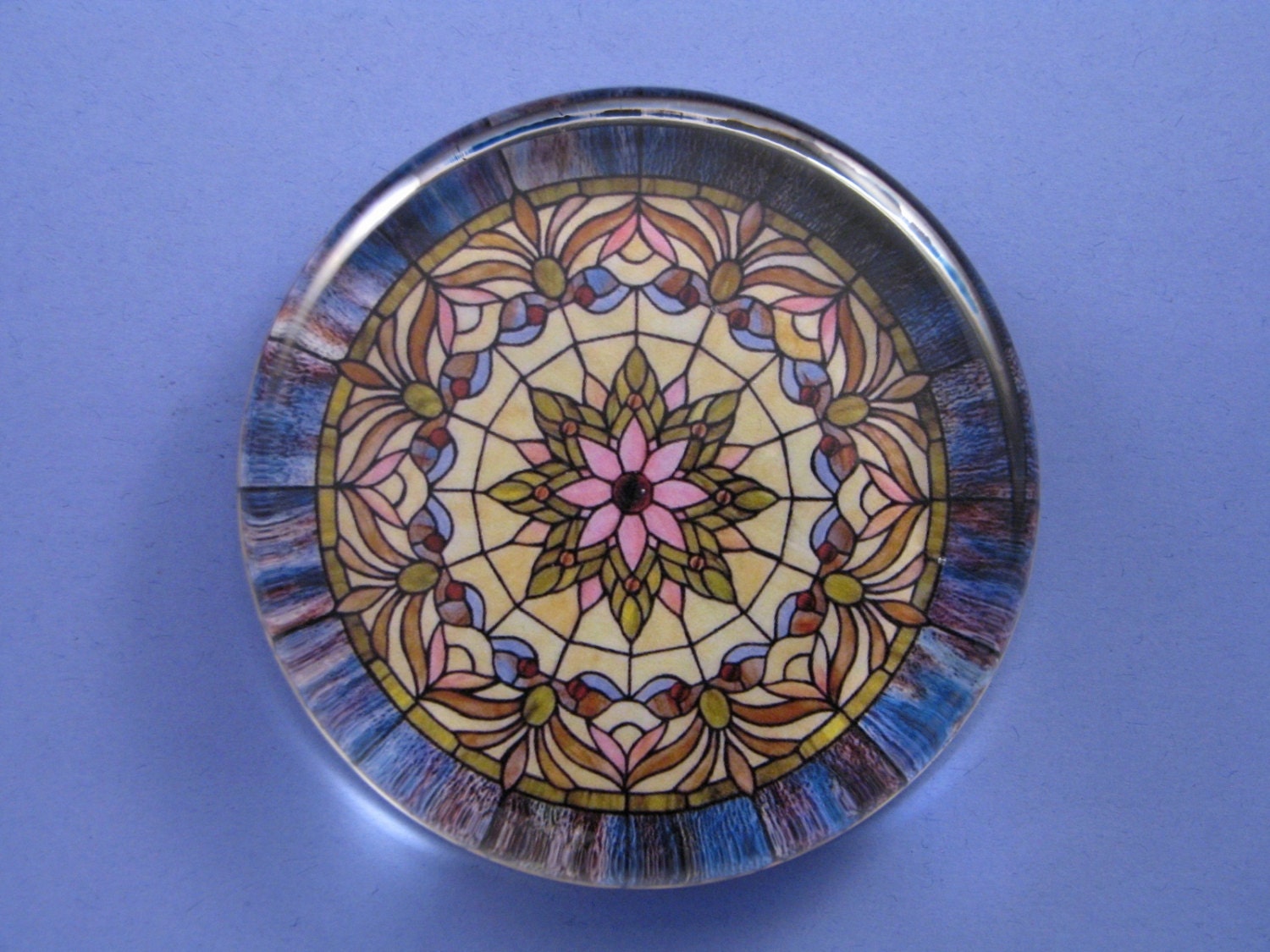 Pastel Floral Stained Glass Window Large Round Glass