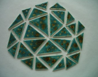 28M - BEAUTIFUL 28-pc Crystal Glazed TRIANGLES - Ceramic Mosaic Tile Set