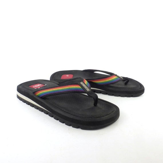 retro rainbow flip flops