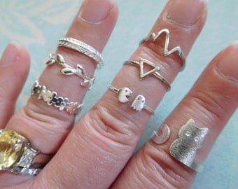 Shop Sale.. Stack Ring, Knuckle Ring, Midi Ring, you choose Stacking Stackable Ring animal heart arrow triangle organic sr19 sr18 sr17 sr16