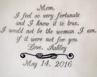 Personalized for the mother of the from Bride embroidered wedding ladie's handkerchief thank you present gift envelope