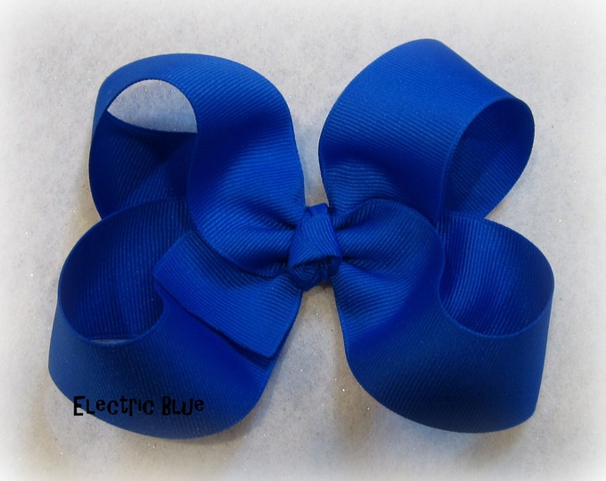 Blue Hair Bow, Girls Hairbows, Big Bows, Large Hair Bow, Classic Hairbows, Electric Blue Bow, Toddler Bow, 4 5 inch Bows, Boutique Bow, 45G