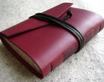 Handmade leather journal, 4" x 6", red journal, handmade journal by Dancing Grey Studio(2086)