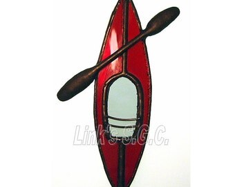 Kayak Stained Glass Sun Catcher Astt color Ornament