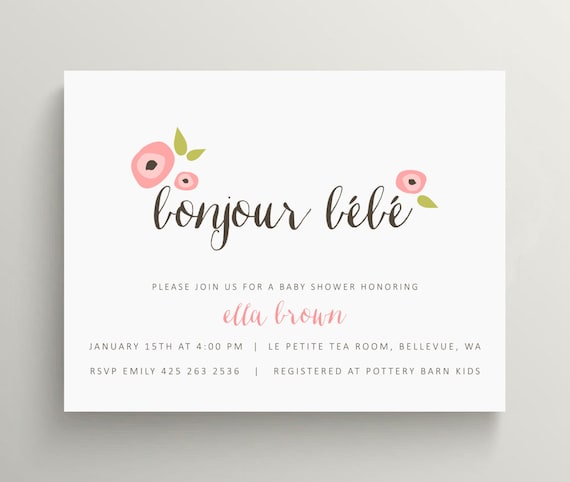 bonjour bebe baby shower invitation set // baby announcement