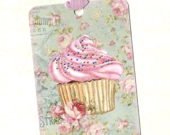 Tags, Cupcake, Gift Tags, Cupcake Tags, Party Favors, Birthday Tags, Roses