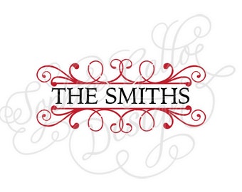 Fancy Split Monogram Name Label SVG, DXF, digital download files Silhouette, Cricut, vector graphics Vinyl Cutting Machine, Screen Printing