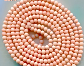 Mediterranean Angel Skin Coral Beads, Vintage, Peach, Pink, 5mm 5274*