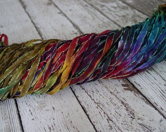 New - Hand Dyed ribbon WIZARD'S MAGIC glitters, 5 yards