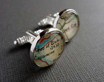 Personalised Map Cufflinks, For Him, Bronze Anniversary Gift, Groom Gift, Husband Gift
