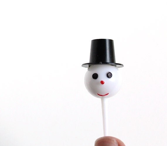 Snowman Cupcake Picks, Retro Christmas Cupcake Toppers (12) Il_570xn
