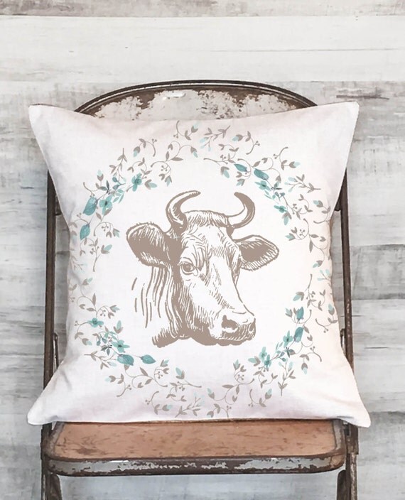 Farmhouse Style Cow Pillow Floral Cow Pillow Cover Farmhouse Style Cow Pillow Floral Cow Pillow Cover