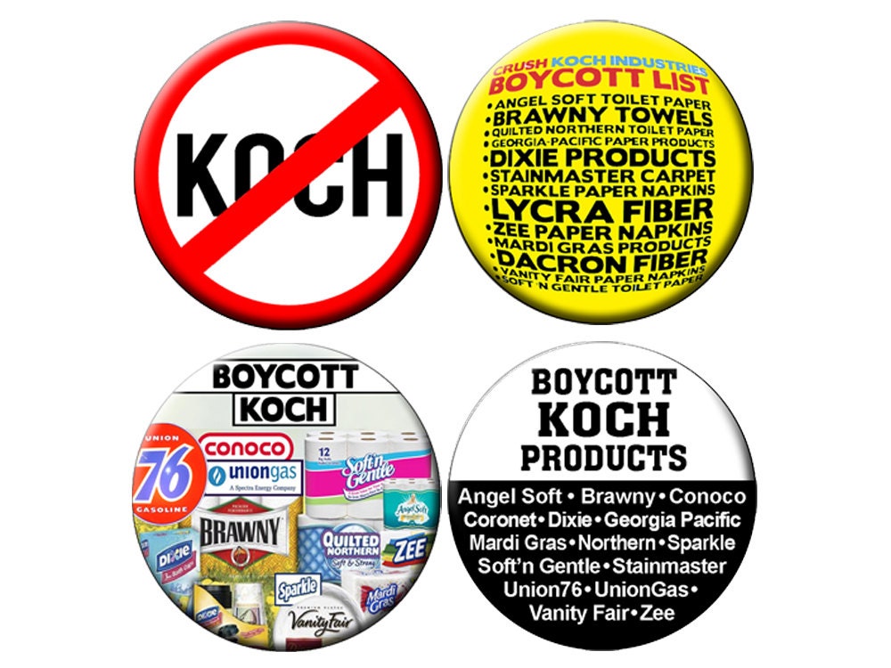 BOYCOTT KOCH MAGNET Koch Brothers Products pictured A