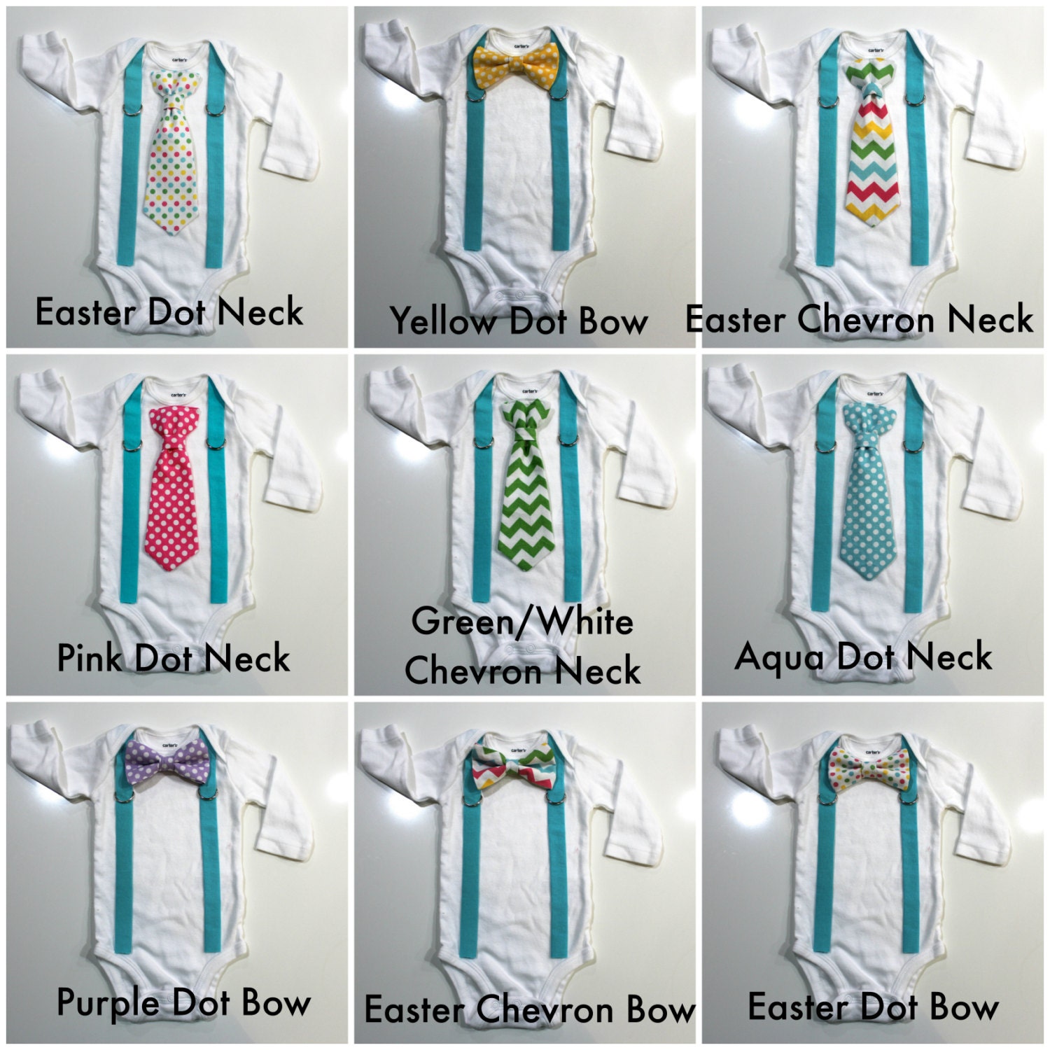 Baby Boy Easter Outfit. Newborn boy easter tie and suspenders.