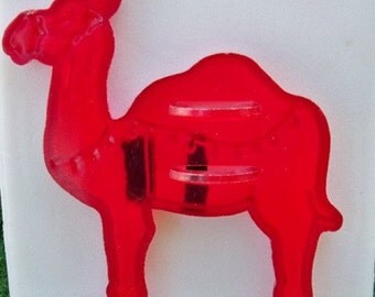 Vintage Domar Circus Series Camel Cookie Cutter - 1950s Detailed Transparent Red Hard Plastic Camel Cut Out - Mint