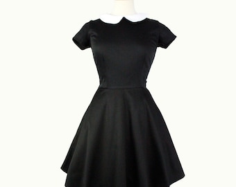 Classic Wednesday Addams Black Skater Dress