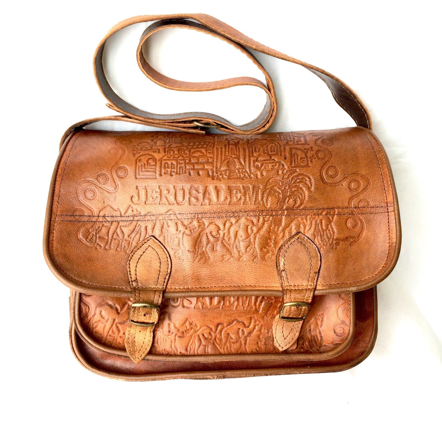 hand tooled leather messenger bag