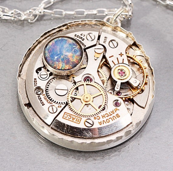 Sterling Silver Opal Necklace Steampunk Necklace Steampunk Pendant Silver Opal Necklace by DesignsBloom steampunk buy now online Sterling Silver Opal Necklace Steampunk Necklace Steampunk Pendant Silver Opal Necklace by DesignsBloom steampunk buy now online