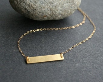 Gold bar necklace, Personalized gold bar, Name bar necklace, Horizontal bar necklace, Initial necklace, Nameplate necklace, Gold filled